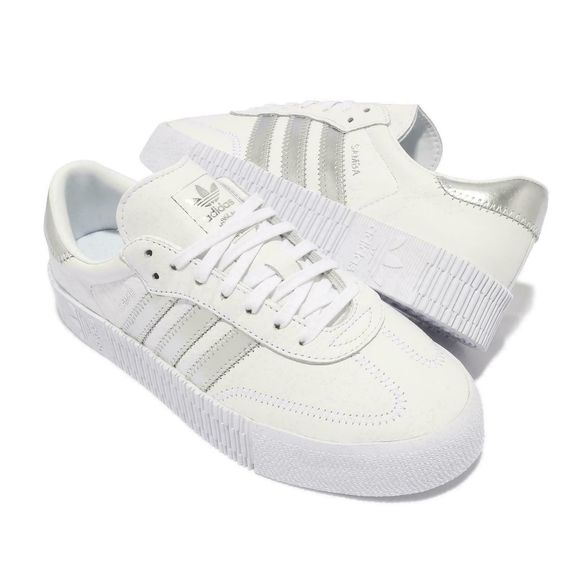 adidas Originals EE9017 Women's Sz 5.5 White/Silver Sambarose W Platform Shoes - Picture 3 of 5